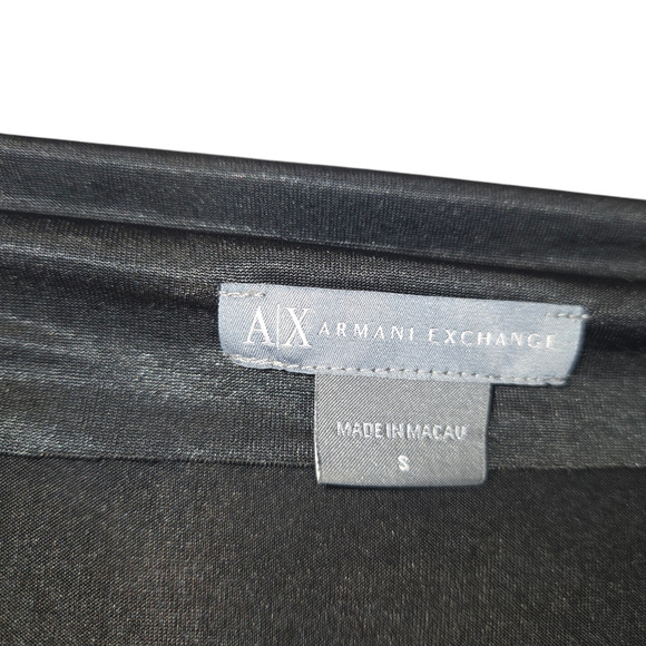 Armani Exchange A E Womens Small Blouse Black Shirt Cowl Neck Slinky Flowy Date - Picture 2 of 10